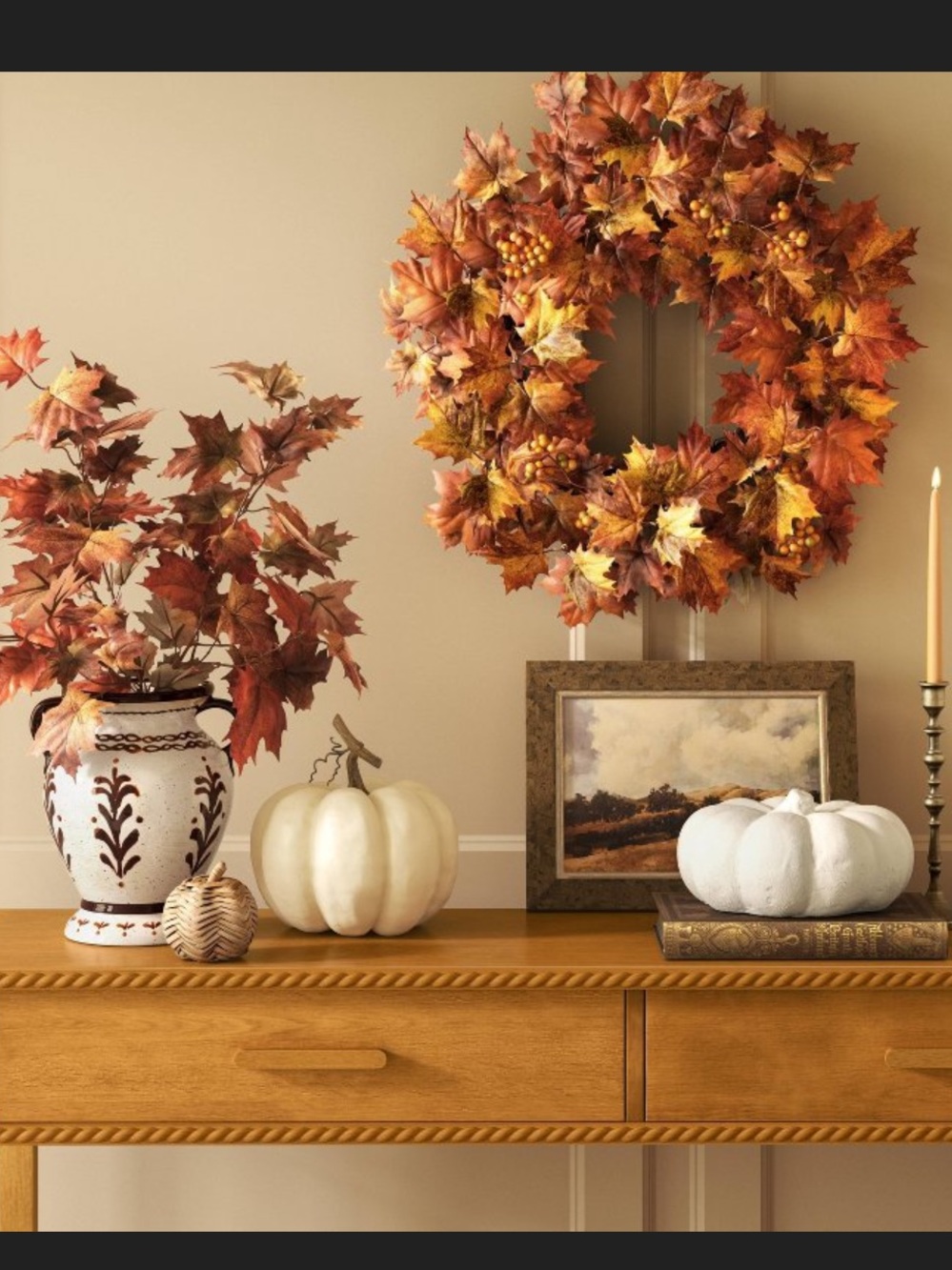 22" Orange Maple Leaf Fall Wreath - Threshold™: Fall